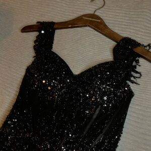 Black Sequin Evening Dress